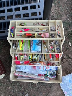 Tackle Box Loaded with Fishing Lures and Gear