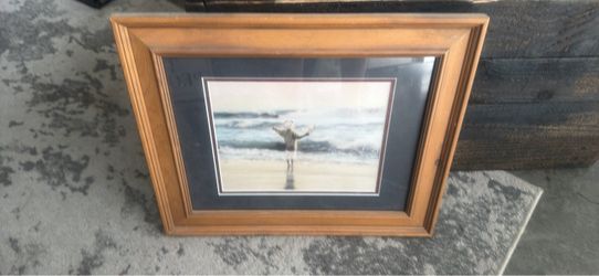 Framed Beach Print with Wood Frame