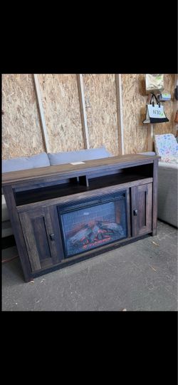 New farmhouse tv stand with electric fireplace Heat remote control
