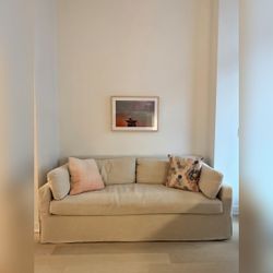 Restoration Hardware Belgian Linen Sofa, 7 Ft Bisque - Like New - New York, NY
