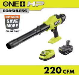 RYOBI ONE+ HP 18V Brushless Cordless 220 CFM 140 MPH Compact Leaf Blower with 4.0 Ah Battery & Charger=Ryb-239