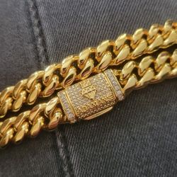 Adaman Stamped Clasp , Cuban Link , GP Men's Chain