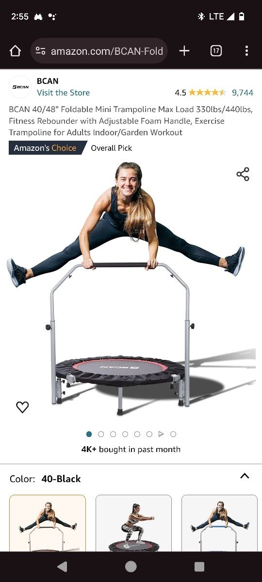 $75 BCAN 40/48 FOLDABLE MINI TRAMPOLINE