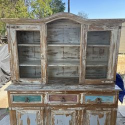 Antique  Table With Chairs & Hutch