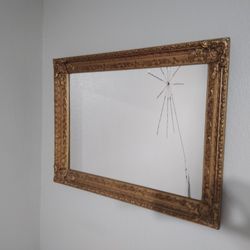 Antique Baroque Hand Carved Wooden Mirror