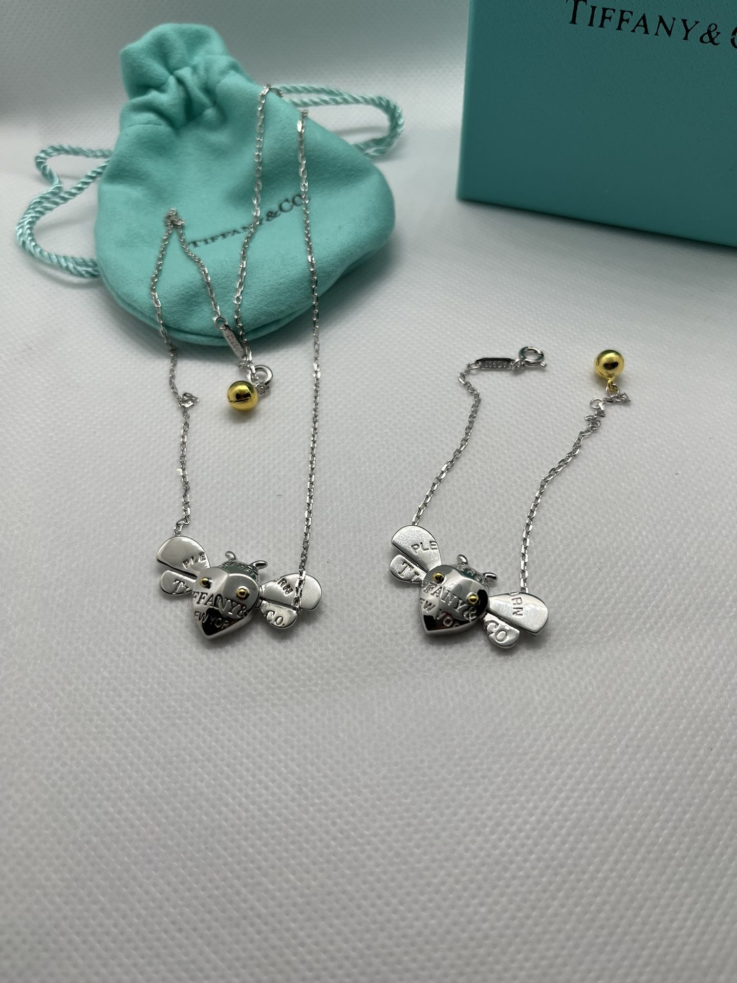 Tiffany & Co Love Bugs Bee Necklace & Bracelet In Silver & Yellow Gold