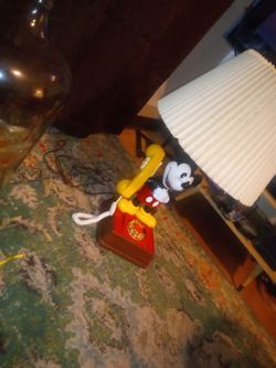 Vintage Mickey mouse rotary phone and lamp