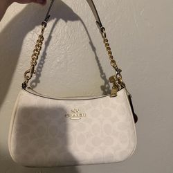 White coach terry bag with cherry
