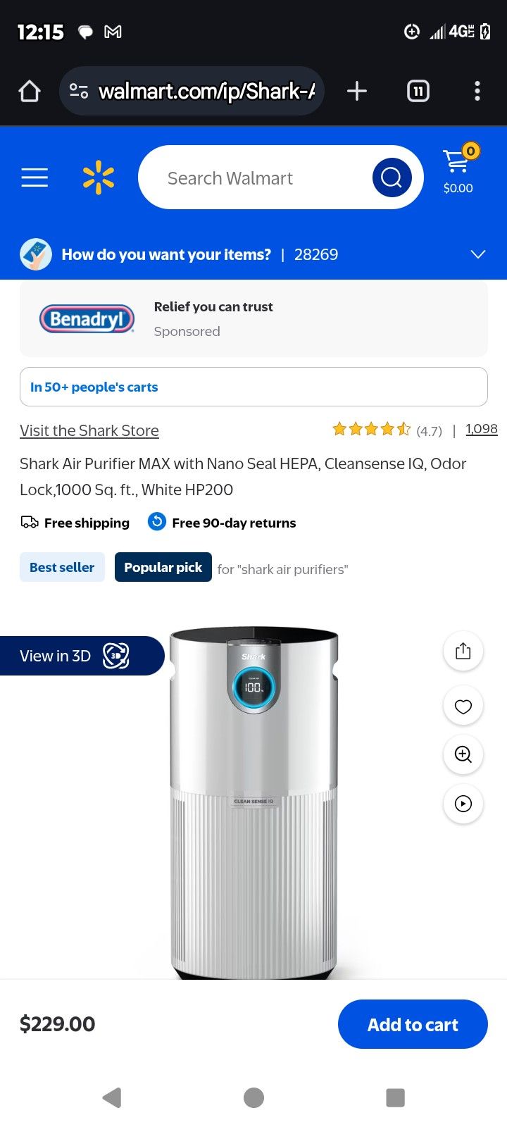 Shark Nano Air Purifier 1,000 Sq Ft $220. Asking $90.00 Brand New Still In Box Never Opened . 2025 Model