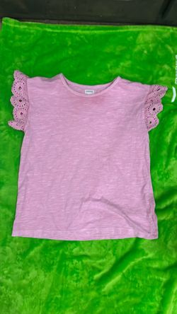 Girls Pink Top with Eyelet Flutter Sleeves