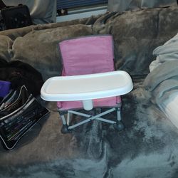 Summer by Bright Starts Pop 'N Sit Portable Booster Chair, Floor Seat, Indoor/Outdoor Use, Compact Fold, Pink, 6 Mos - 3 Yrs