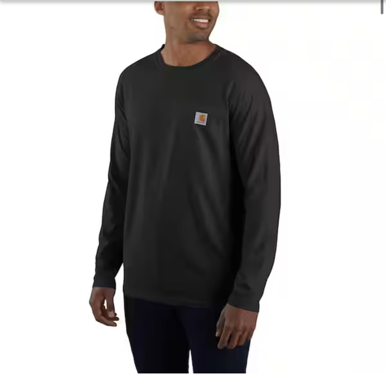 Carhartt Men's X-Large Black Cotton/Polyester Force Relaxed Fit Midweight Long Sleeve Pocket T-Shirt