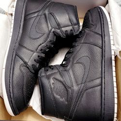 Size 9 Nike Air Jordan 1 Retro High Black Perforated 555088-002.
