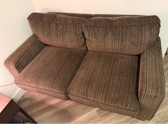 Brown corduroy loveseat