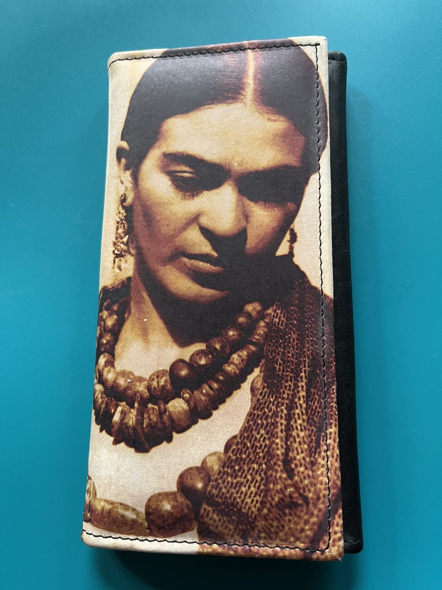 Beautiful Frida Kahlo Checkbook Size Wallet. Non Leather 