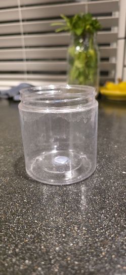 Clear Plastic Wide-Mouth Storage Jar