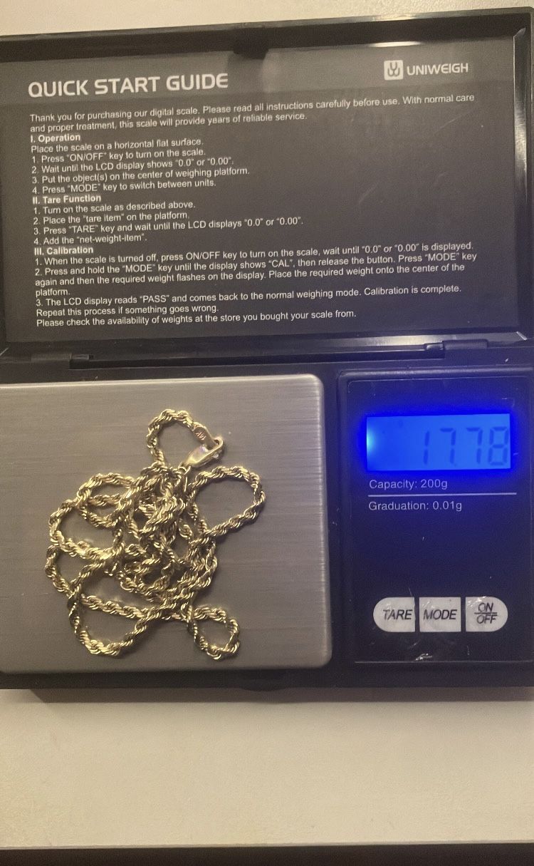 14k Solid Gold Rope Chain