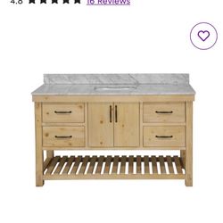 Lillian 60'' Single Bathroom Vanity with Genuine Marble Top