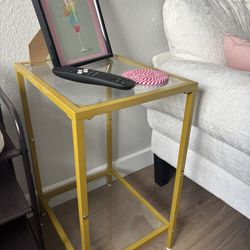 set of two gold coffee tables
