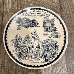 Vintage Blue and White Souvenir Plate From Lincoln New Salem State Park Illinois