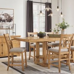 Havonplane Counter Height Dining Table and 6 Barstools in Brown