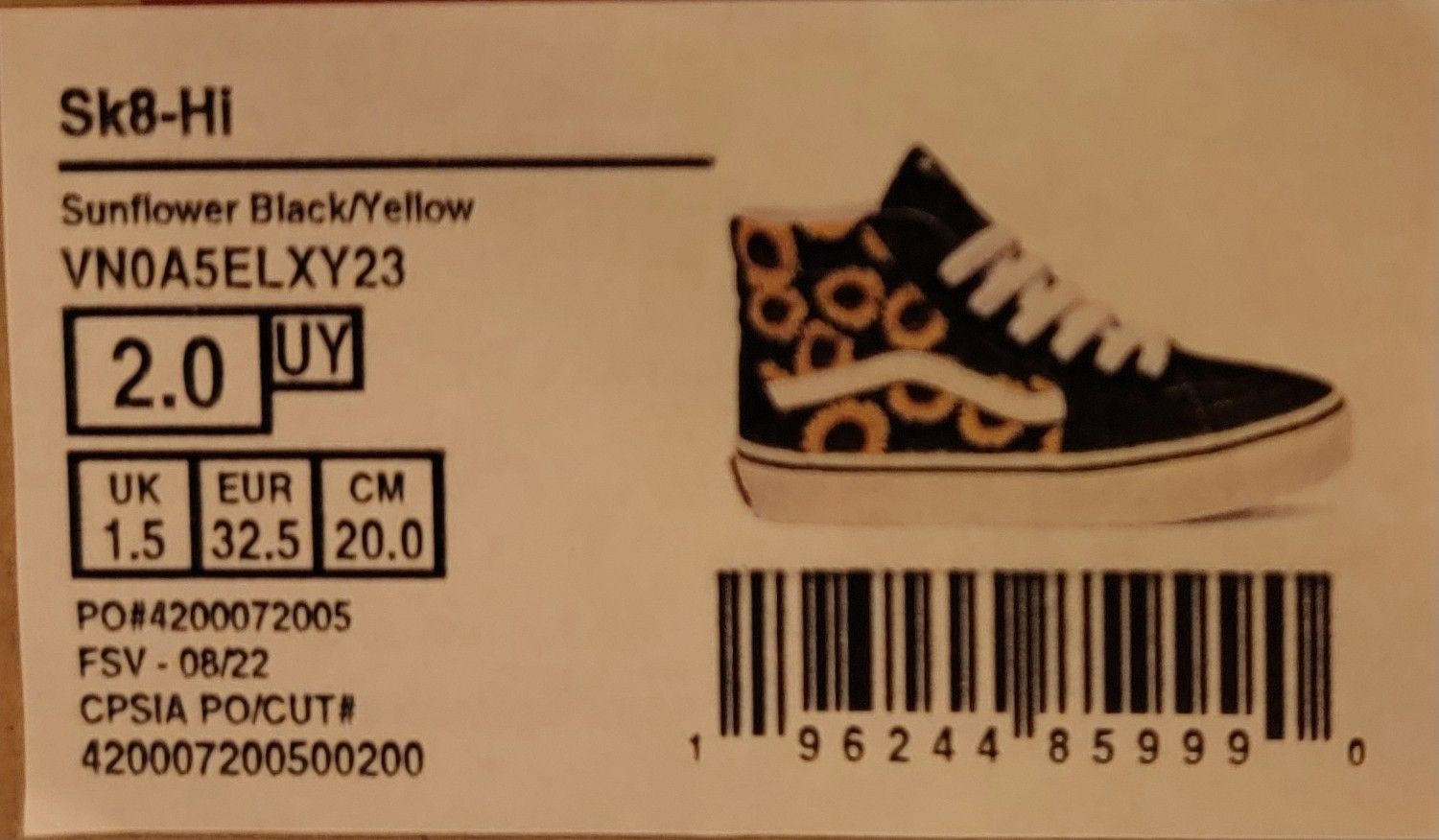Vans Sk8-HI Sunflower Black/Yellow