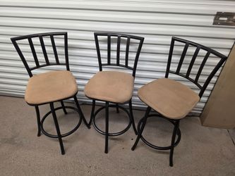 3 Bar Stools – Black Frame & Tan Seats – $75 OBO