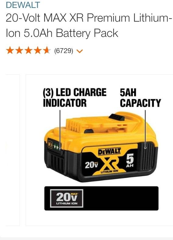 Dewalt 20V Battery 5.0 Ah