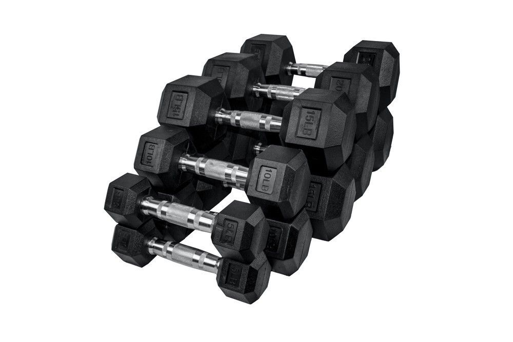 Brand New 210lbs 5-30lbs Rubber Hex Dumbbells Set FIRM PRICE