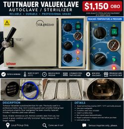 Tuttnauer Valueklave Autoclave Sterilizer – Works Great – New Door Seal + Trays