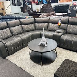 Overstock Sale🎉Beautiful Grey Power Reclining Sofa Sectional Limited Time Offer $1599 ***MUST GO***