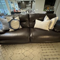 Brown Leather Powered electric Recliner extra Big Love Seat
