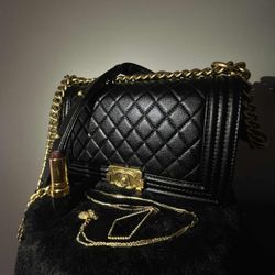 Black Caviar Leather Purse