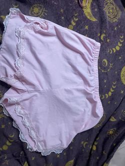 Pink Lace Trim Cotton Briefs