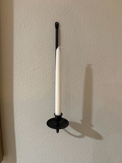 Black Metal Wall-Mount Taper Candle Holder
