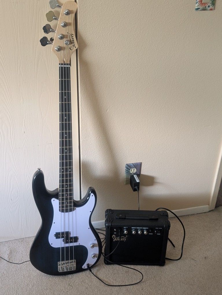 Glarry P Bass Guitar & Amp with soft Case