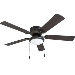 BRAND NEW..Portage Bay 50251 Hugger 52" Matte Black West Hill Ceiling Fan with Bowl Light Kit