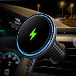 15W Fast Charging LED Magnetic Wireless Car Charger