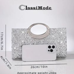 A Luxurious And Shiny Women'S Evening Bag, Stylish And Versatile, High-End Texture, a Small Clutch, Perfect for Parties And Events, with Sparkling Dec