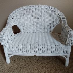 White Wicker Doll Furniture Bench Love Seat Sofa fits American Girl Dolls