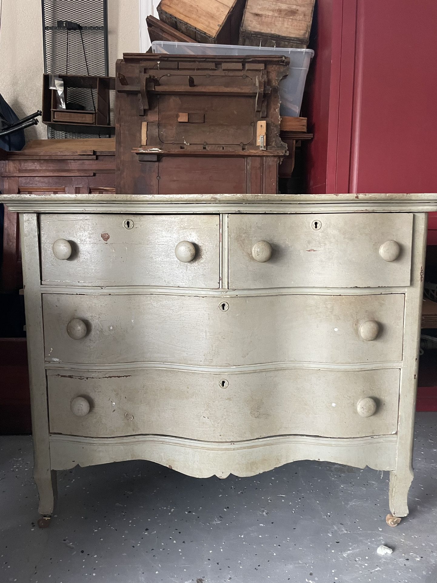 Antique Vintage Solid Wood Dresser