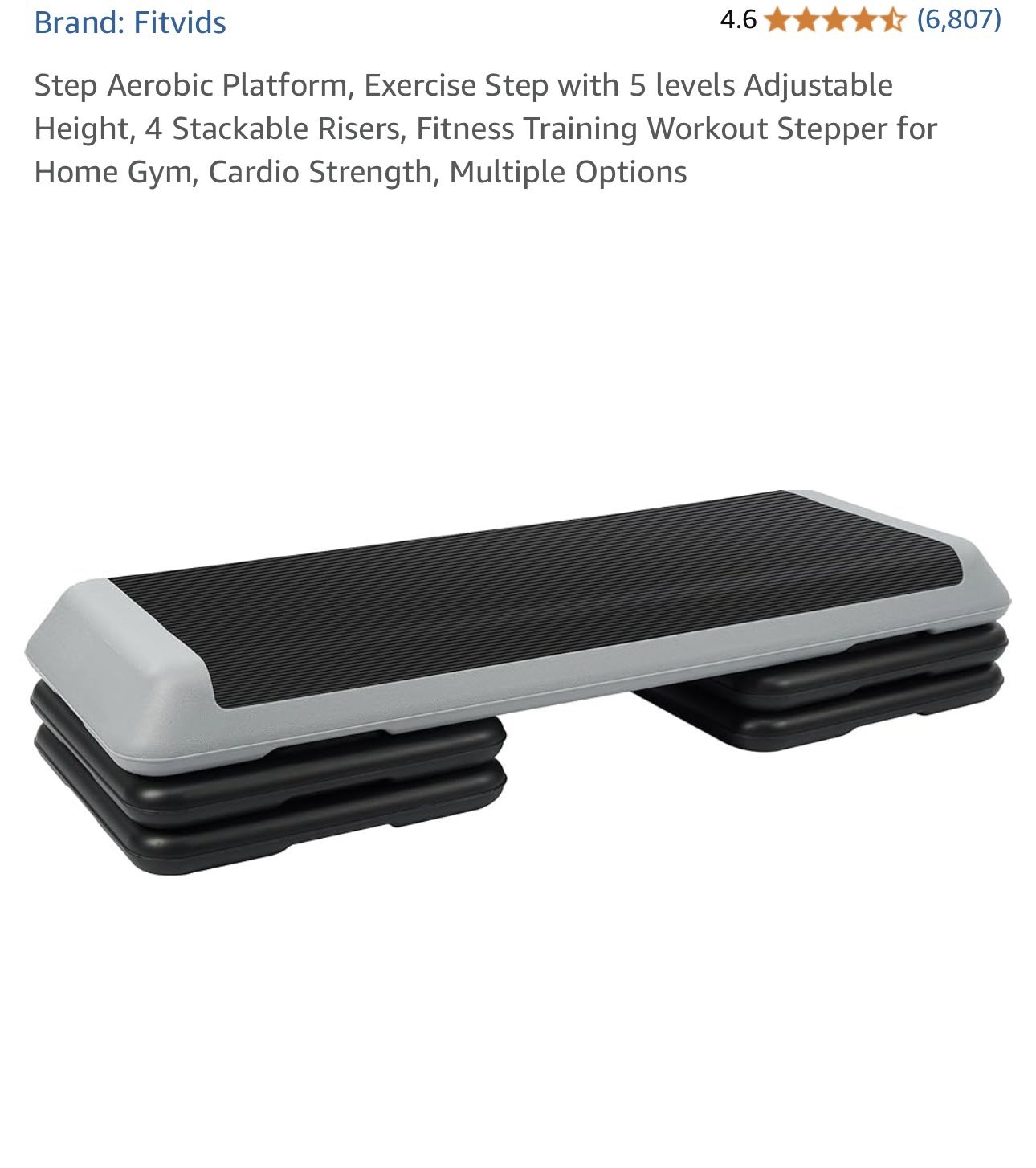 $50 Brand New FITVID 43” Step Aerobic Platform, with 5 levels Adjustable Height, 4 Stackable Risers, Fitness Training Workout Stepper for Home Gym,
