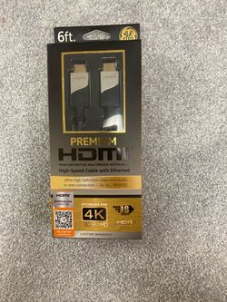 GE Premium HDMI Cable 6ft 4K