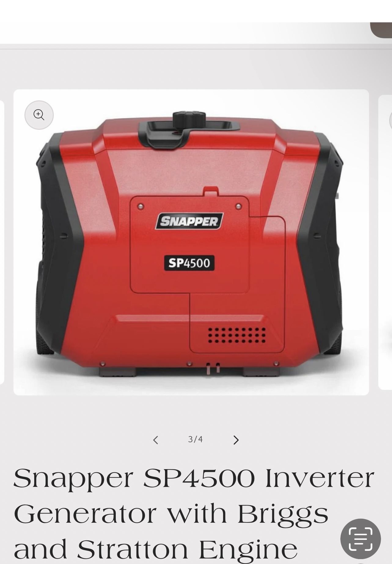 Snapper SP4500 Inverter Generator with Briggs and Stratton Engine