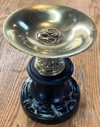 Sculpted Bronze Brass Marble Tazza Tray