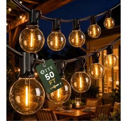 50FT Outdoor String Lights, 25+1 G40 LED Bulbs,Dimmable Patio Lights Waterproof 2700K Warm white bulbs,energy-efficient connectable design for backyar