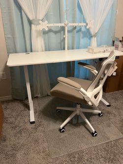 Adjustable Standing Desk, Office Chair & Glass Floor Protector — $250 OBO