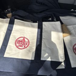 Trader Joes Navy Blue Large Tote Bags 