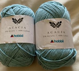 2 Hobbii yarn skeins cotton acrylic green crochet knit