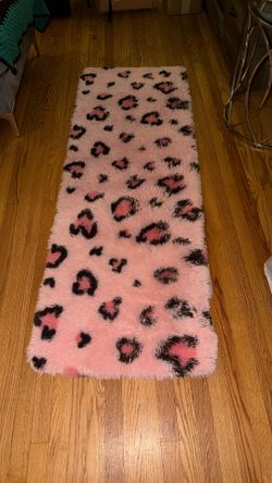 Pink Animal Cheetah Leopard Print Shaggy Fur Rug New 